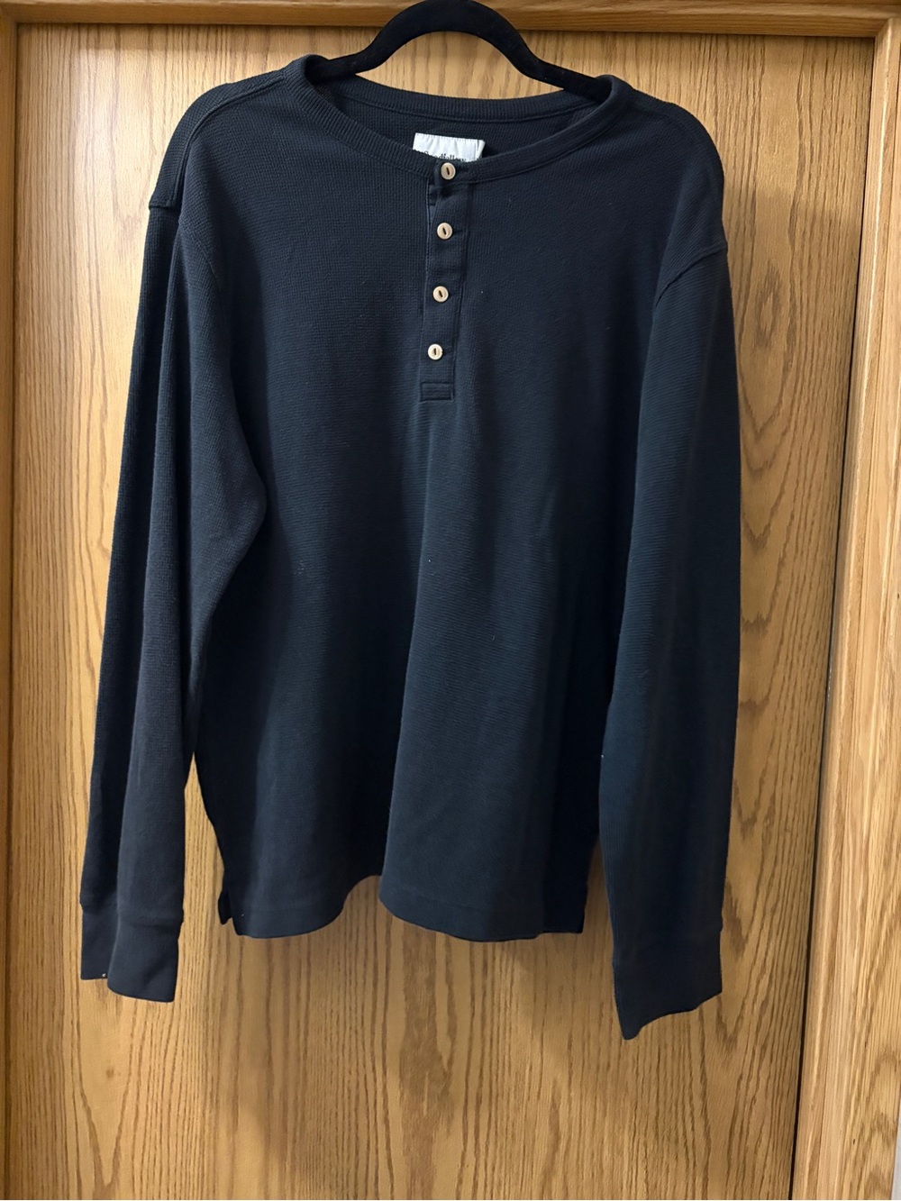 Goodfellow & Co Black Crewneck Henley Sweater